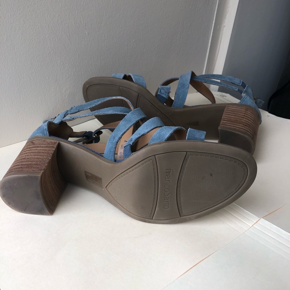 Franco Sarto Blue Suede Strappy Sandals - Picture 5 of 8